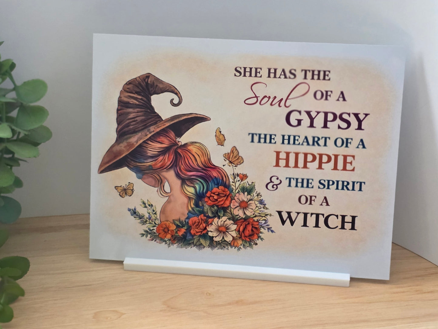 Soul of a Gypsy Heart of a Hippie Spirit of a Witch Sign | Boho Witchy Quote Plaque