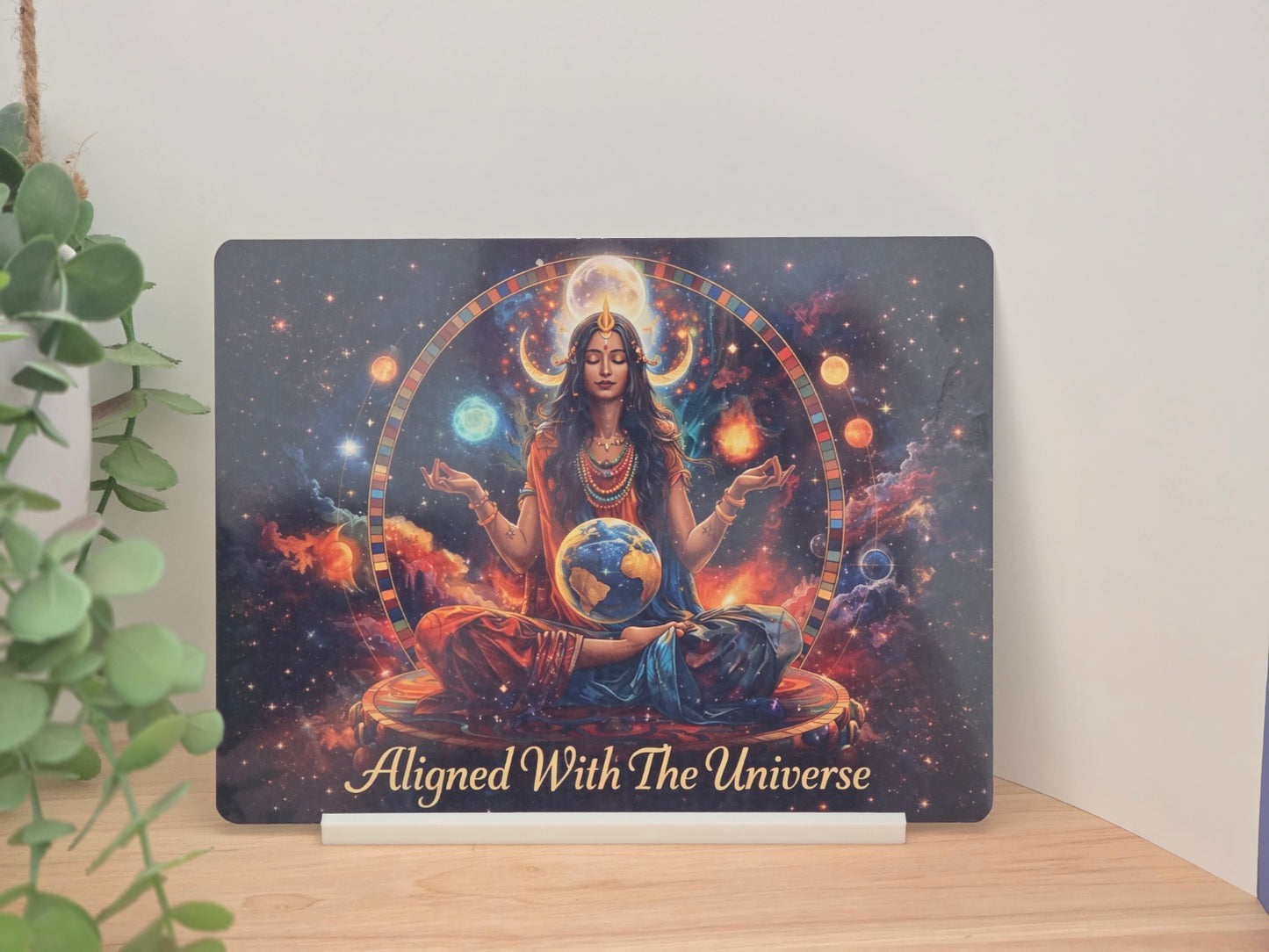 Aligned With The Universe Sign – Spiritual Cosmic Goddess Plaque | Meditation & Manifestation Decor