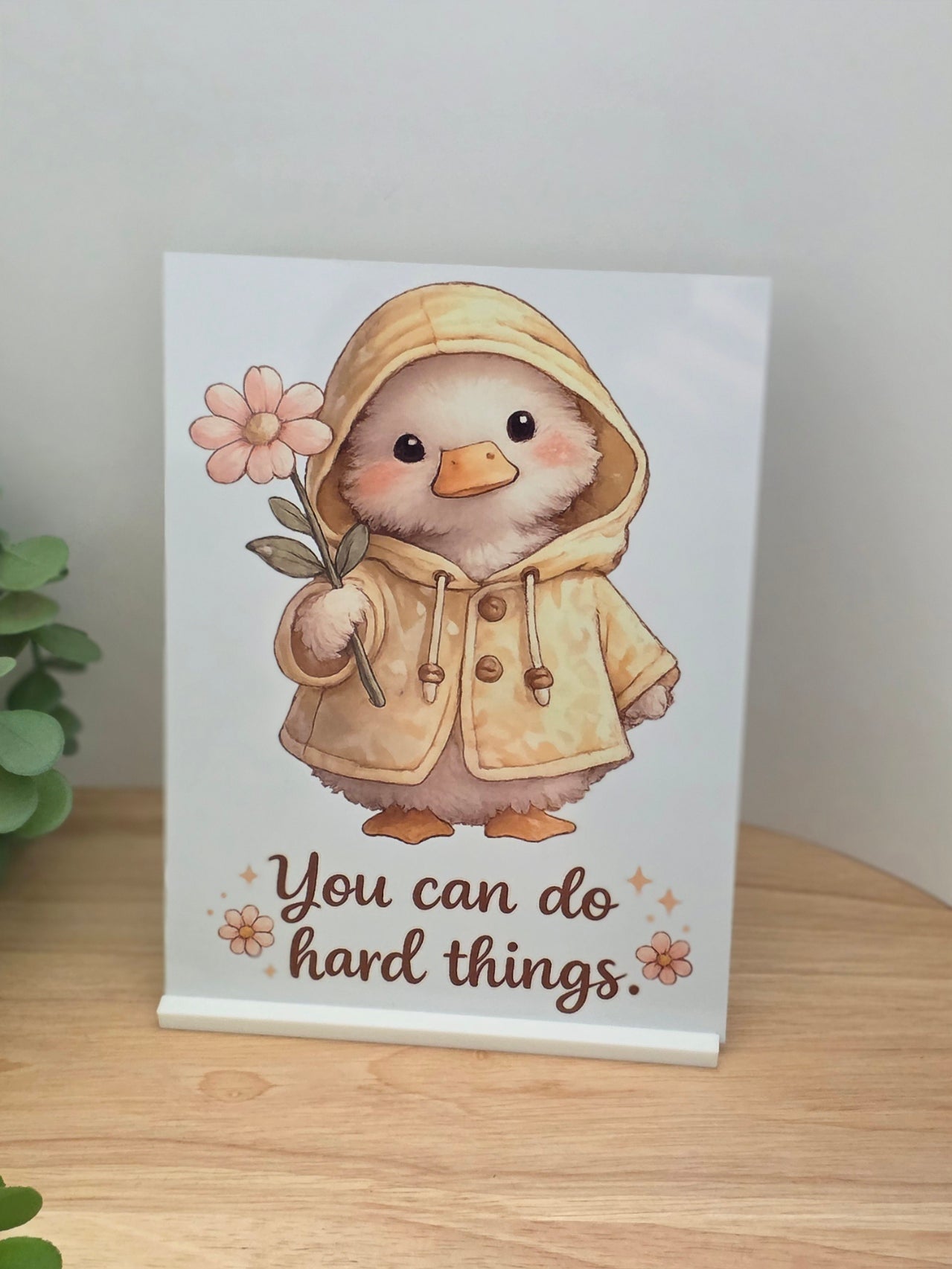 You Can Do Hard Things Sign – Cute Duck Motivation Plaque | Kids Positive Affirmation Decor