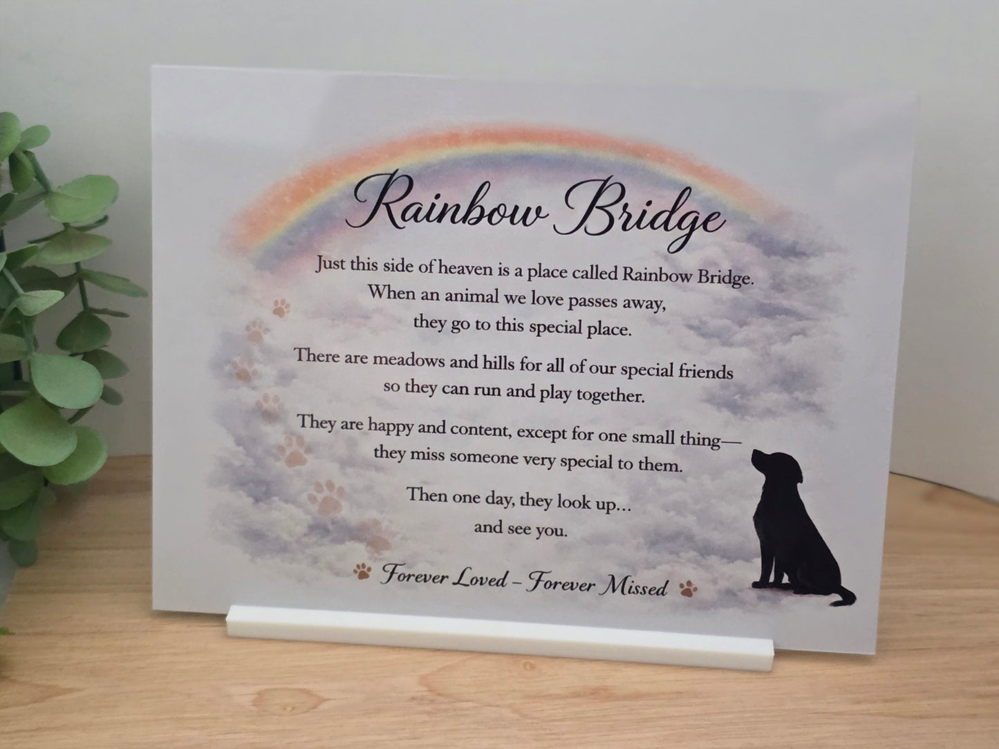 Rainbow Bridge Memorial Sign – Pet Loss Remembrance Plaque | Sympathy Gift for Dog Lovers