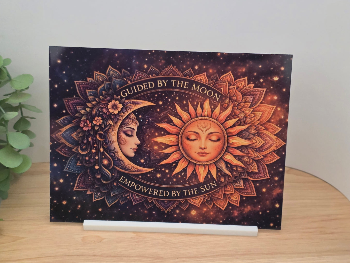 Guided by the Moon Empowered by the Sun Sign | Celestial Sun & Moon Plaque Decor