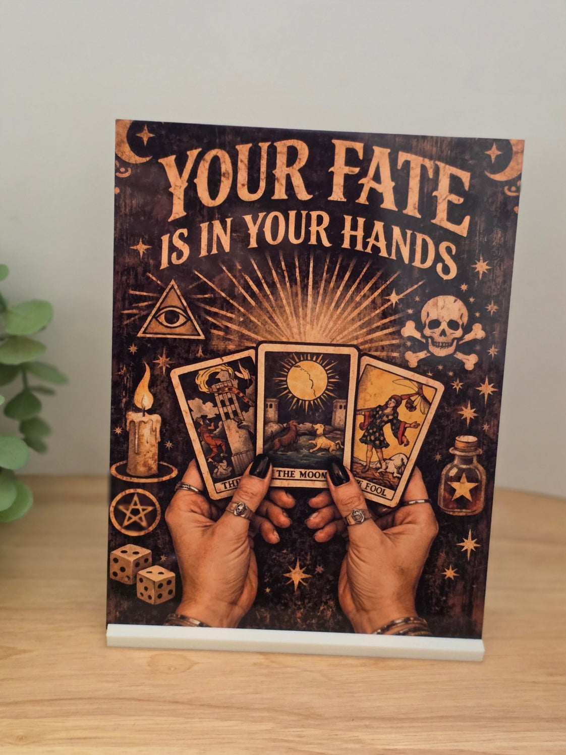 Tarot Card Sign – Your Fate Is In Your Hands | Witchy Decor | Spiritual Gift | Mystical Wall Art