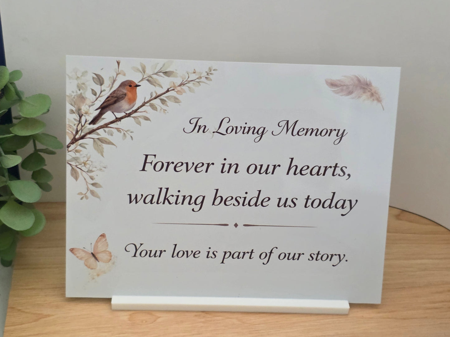 In Loving Memory Sign β Wedding Memorial Plaque β Remembrance Table Decor β Robin Memorial Sign β Forever In Our Hearts