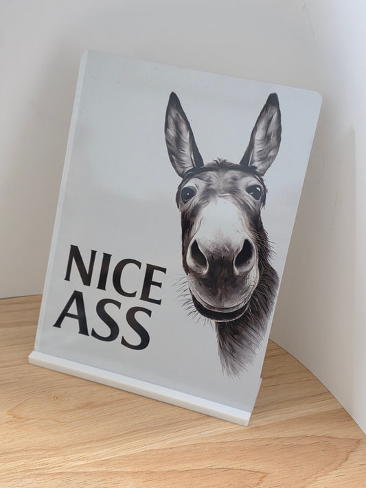 Funny Donkey Sign – Nice Ass Animal Joke Sign | Humorous Home Decor
