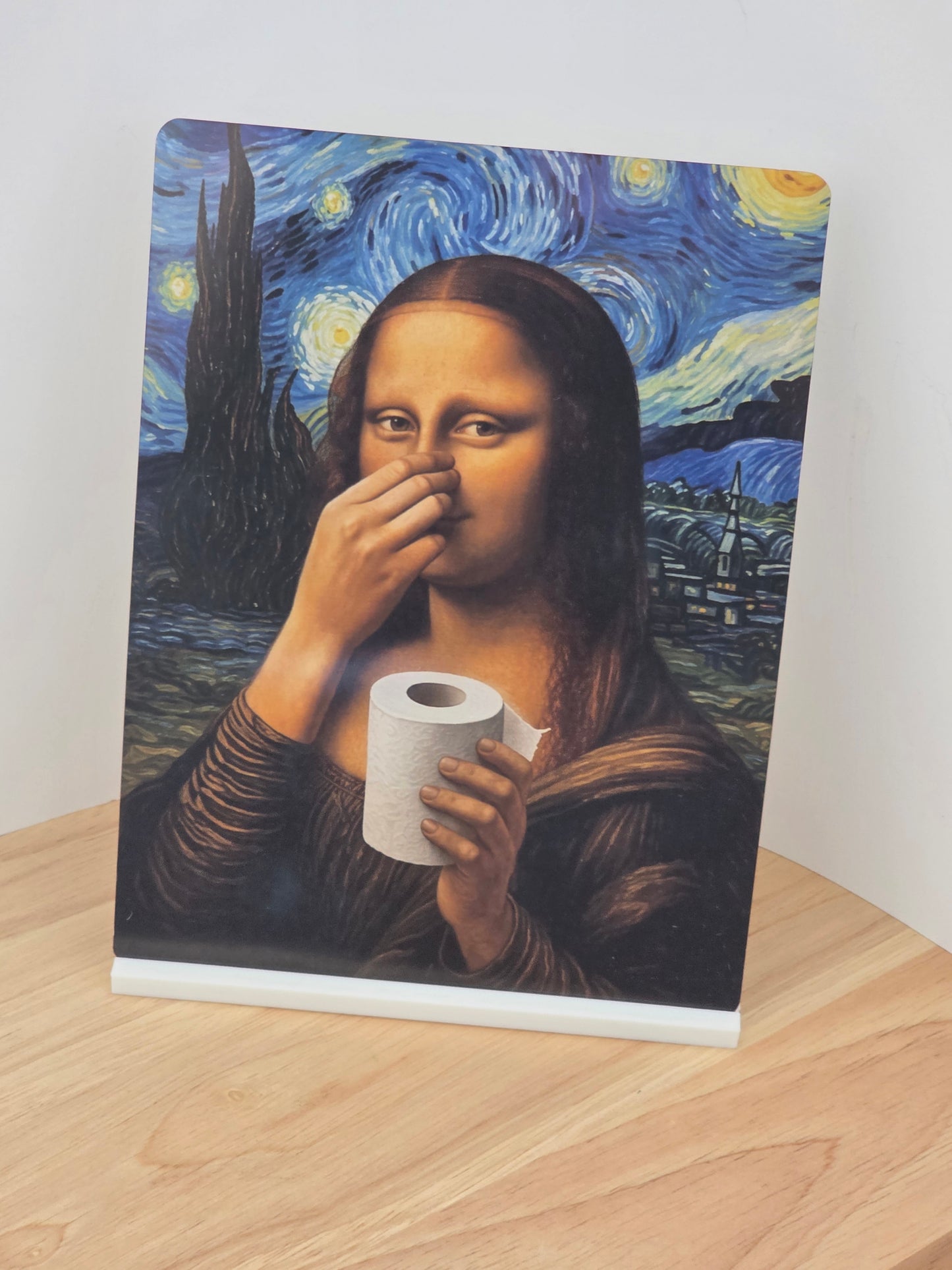 Funny Mona Lisa Toilet Sign – Classic Art Parody Bathroom Sign | Humorous Wall Art