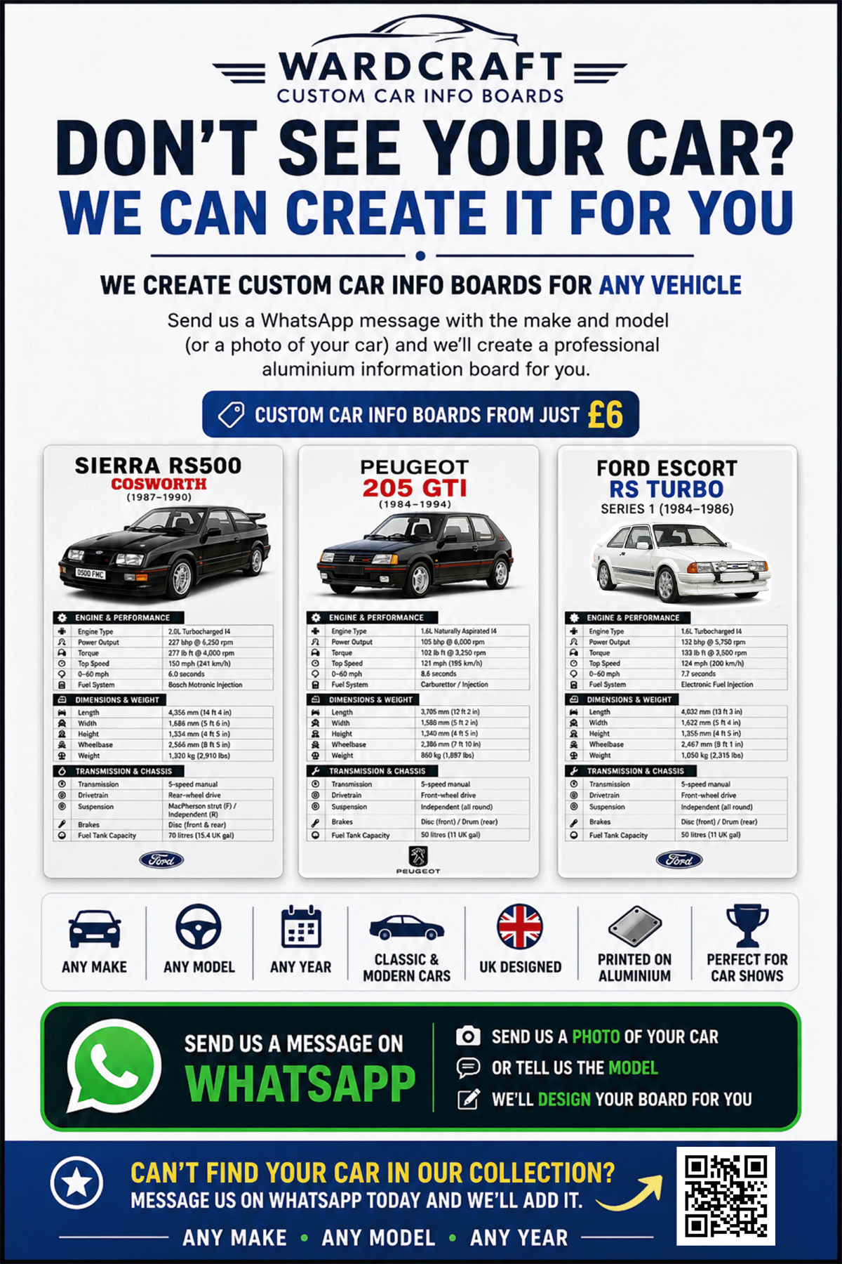 Custom Car Information Boards | Any Make & Model | WardCraft UK