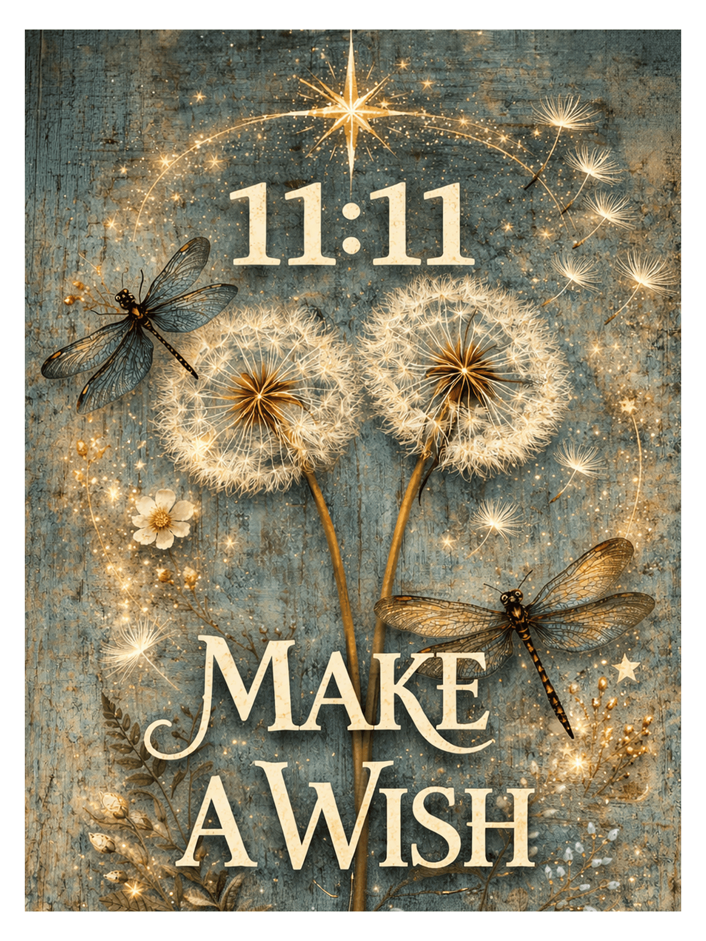 11:11 Make a Wish Metal Sign – Dandelion Wall Art – Minimalist Inspirational Decor – 200x150mm