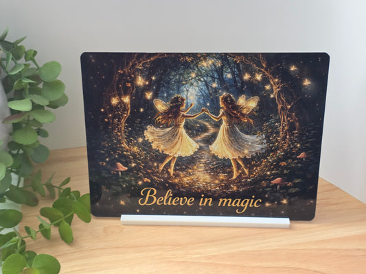 Believe in Magic Metal Sign – Fairy Wall Art – Enchanted Forest Decor – Fantasy Inspirational Sign – 200x150mm