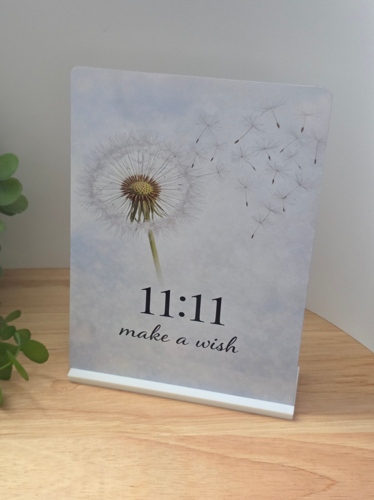 11:11 Make a Wish Metal Sign – Dandelion Wall Art – Minimalist Inspirational Decor – 200x150mm