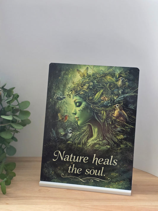 Nature Heals the Soul Metal Sign – Forest Goddess Wall Art – Spiritual Nature Decor – 200x150mm