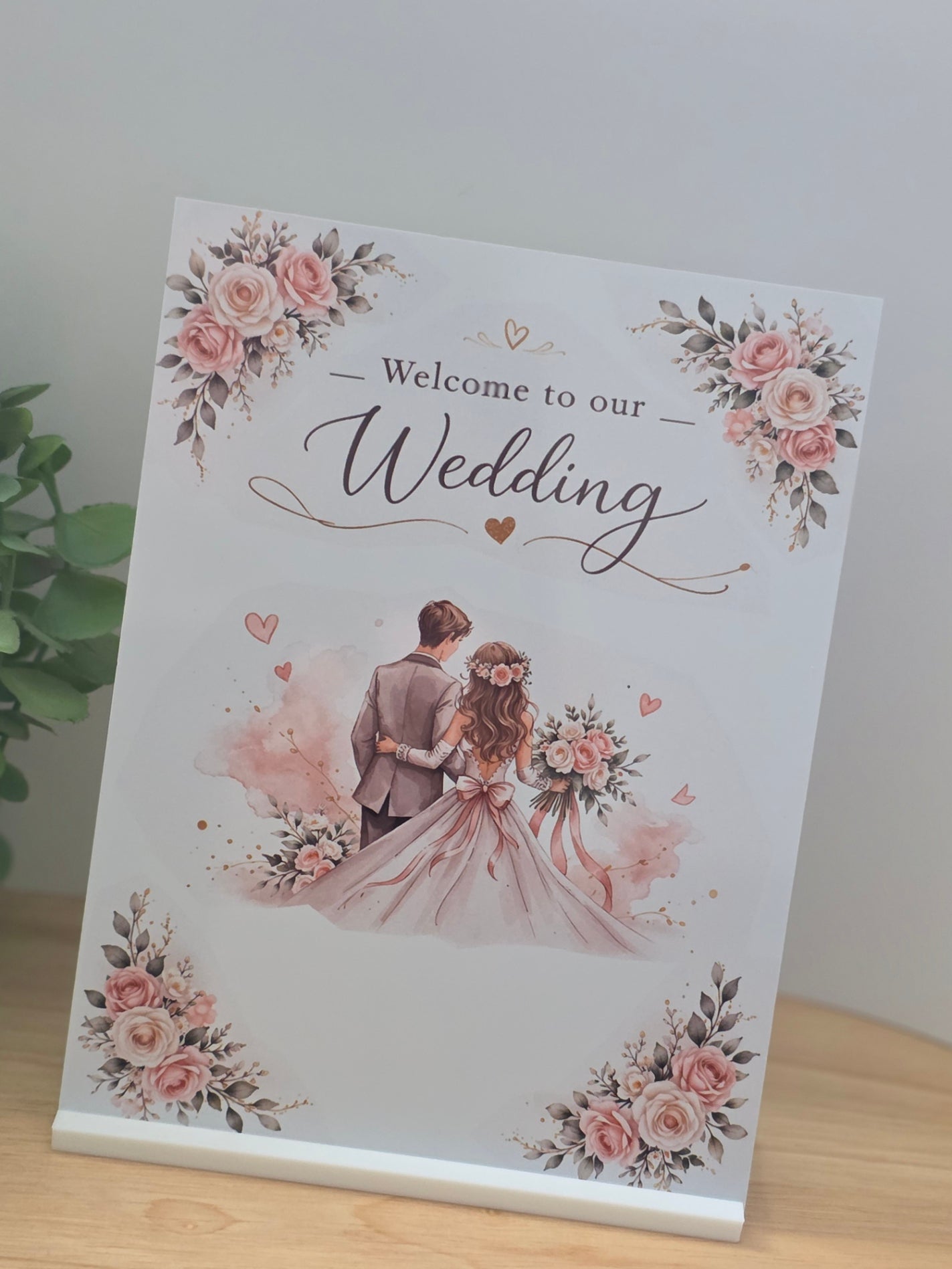 Welcome to Our Wedding Sign – Elegant Floral Wedding Plaque | Romantic Wedding Decor