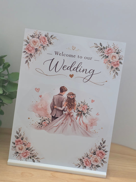 Welcome to Our Wedding Sign – Elegant Floral Wedding Plaque | Romantic Wedding Decor