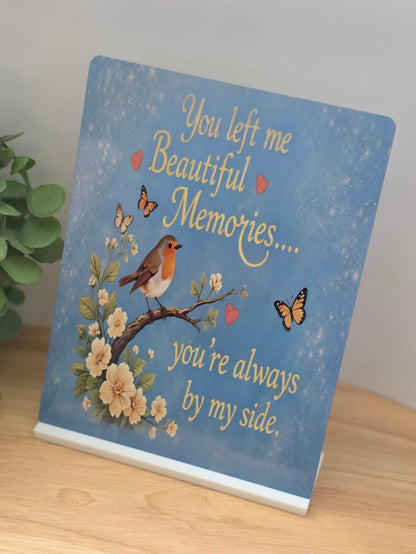 Beautiful Memories Sign – Robin Memorial Quote Plaque | Remembrance Sympathy Gift