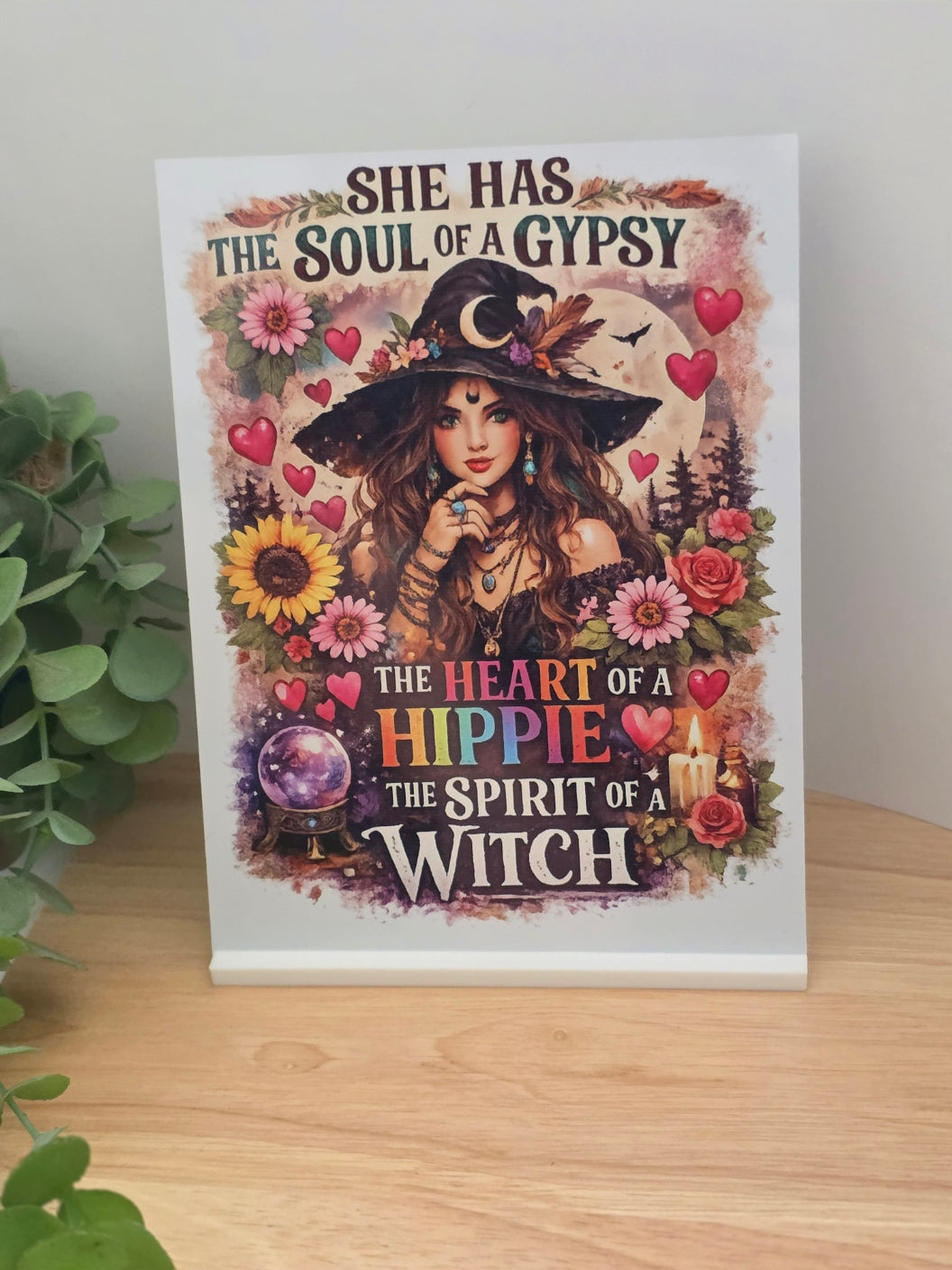 Soul of a Gypsy Heart of a Hippie Spirit of a Witch Sign | Colourful Boho Witch Decor