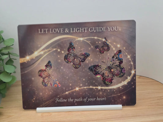 Let Love & Light Guide You Sign – Butterfly Spiritual Quote Plaque | Inspirational Decor