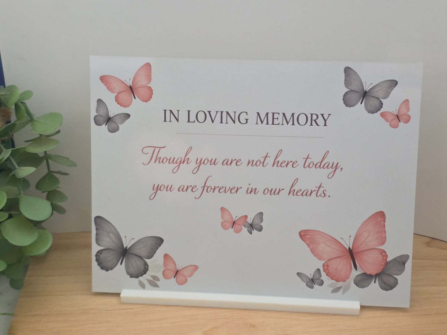 In Loving Memory Sign – Butterfly Remembrance Plaque | Sympathy Memorial Gift