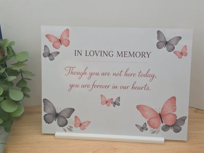 In Loving Memory Sign – Butterfly Remembrance Plaque | Sympathy Memorial Gift
