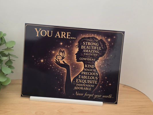 You Are Strong Beautiful Amazing Sign – Positive Affirmation Gift | Inspirational Quote Plaque
