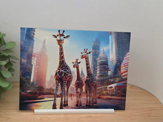 Giraffe  Art Sign | Modern Animal Decor | Nursery Art | Safari Theme | Colourful Kids Room Sign