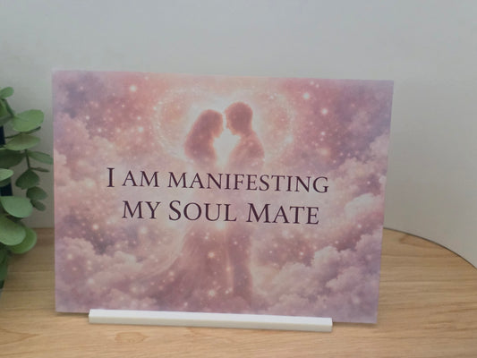 Manifesting Soulmate Sign – Romantic Affirmation Plaque – Spiritual Love Gift – Celestial Couple Wall Art – Wedding/Anniversary Decor