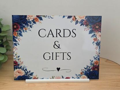 Cards & Gifts Sign – Wedding Cards Sign – Gift Table Sign – Wedding Reception Decor – Floral Wedding Sign