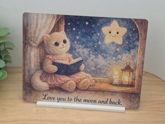 Love You To The Moon And Back Sign – Cute Nursery Wall Art – Baby Gift – Children’s Bedroom Decor – Sweet Animal Illustration Plaque
