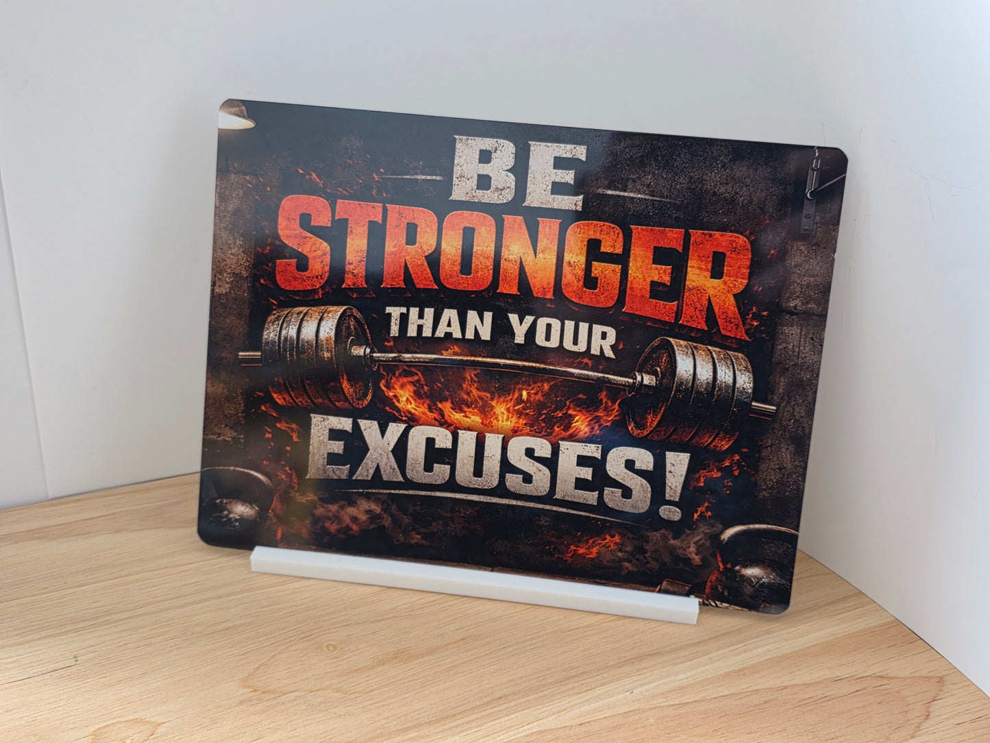 Gym Motivation Sign – Be Stronger Than Your Excuses | Fitness Wall Art