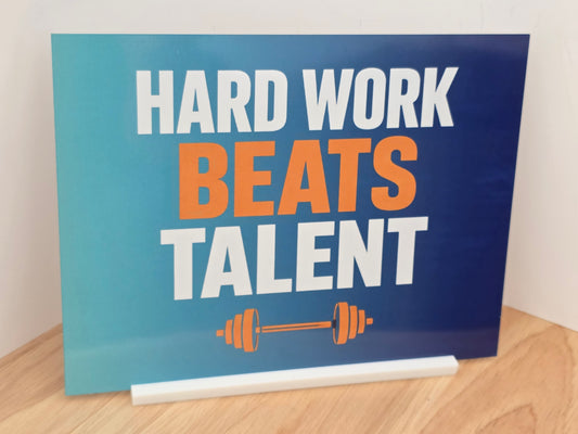 Motivational Gym Sign – Hard Work Beats Talent | Fitness Wall Art