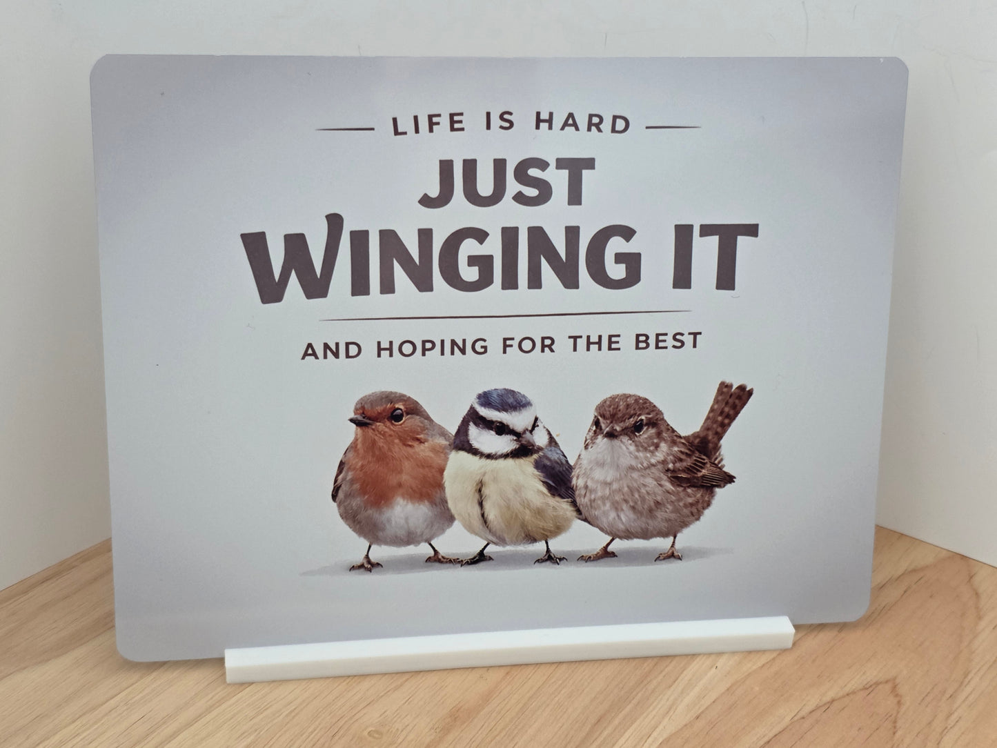 Funny Bird Sign – Just Winging It Quote Sign | Cute Animal Wall Art