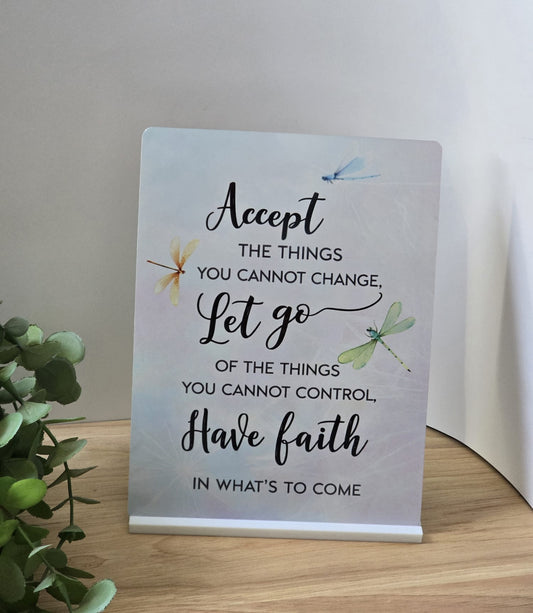 Inspirational Quote Metal Sign – Accept, Let Go, Have Faith