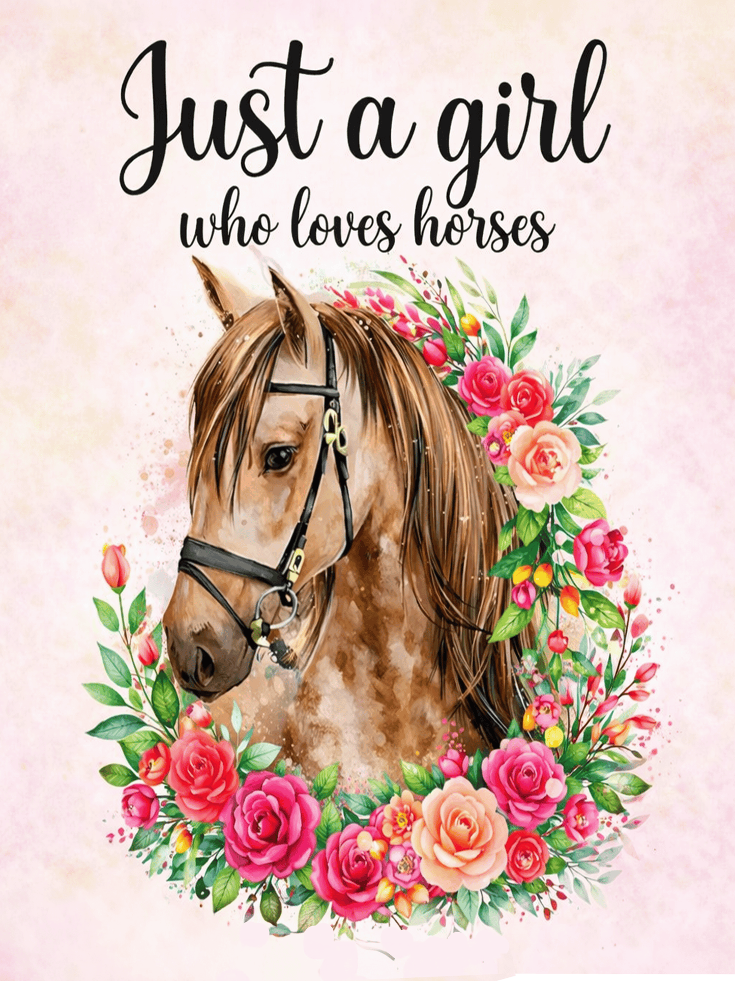 Horse Lover Gift Sign – Just a Girl Who Loves Horses – Equestrian Decor Plaque – Horse Girl Gift – Floral Horse Wall Art