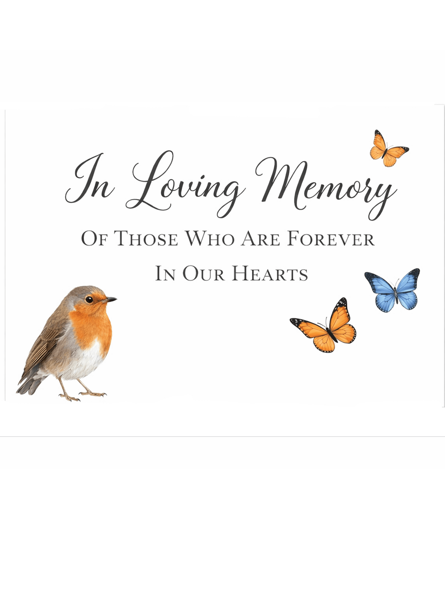 In Loving Memory Sign – Robin & Butterfly Remembrance Plaque | Sympathy Memorial Gift