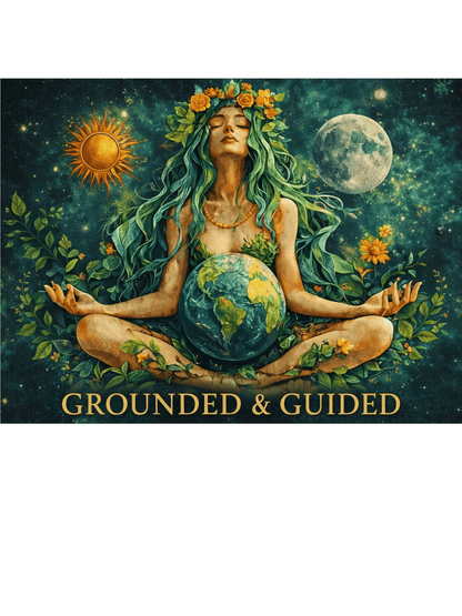 Grounded & Guided Sign | Spiritual Wall Art | Feminine Energy Decor | Moon & Earth Goddess | Meditation Gift