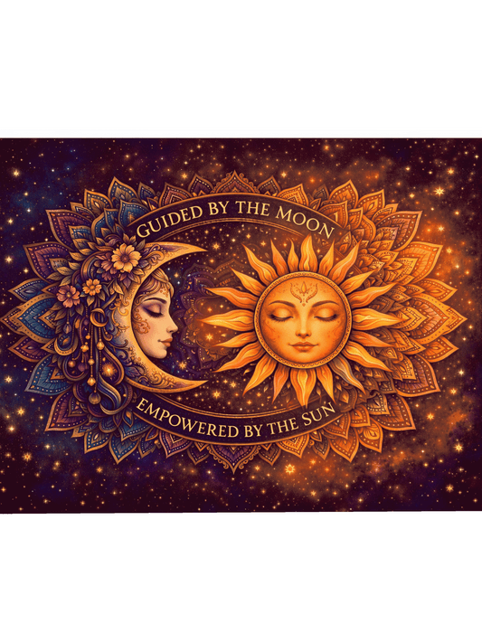 Guided by the Moon Empowered by the Sun Sign | Celestial Sun & Moon Plaque Decor