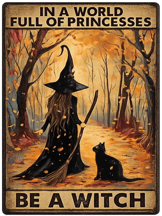 In a World Full of Princesses Be a Witch Sign | Gothic Witch Wall Art Plaque