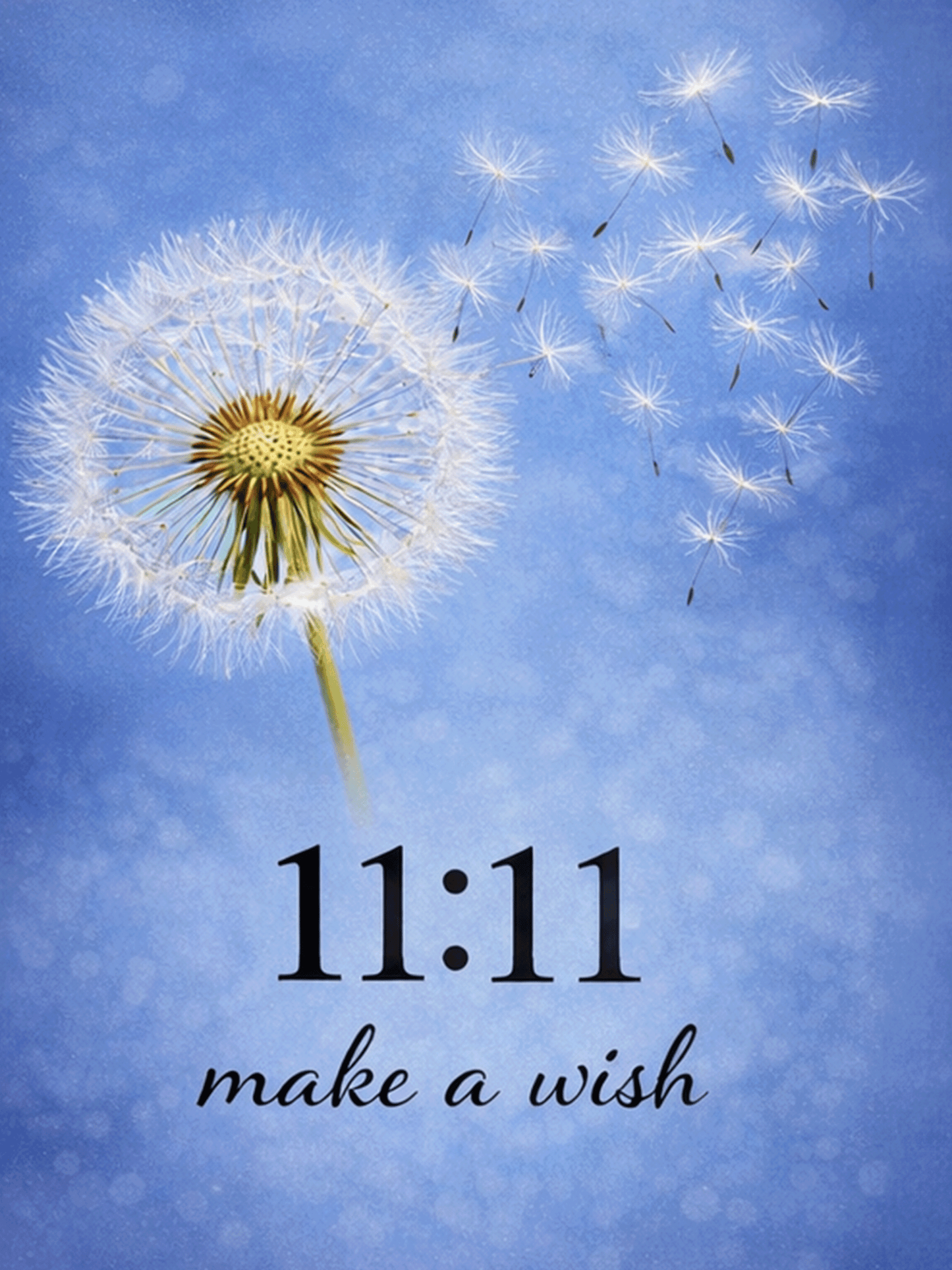 11:11 Make a Wish Metal Sign – Blue Dandelion Wall Art – Inspirational Minimalist Decor – 200x150mm