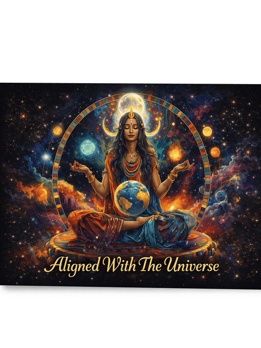 Aligned With The Universe Sign – Spiritual Cosmic Goddess Plaque | Meditation & Manifestation Decor