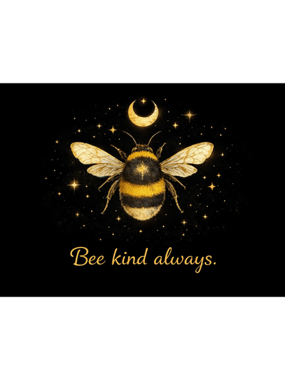 Bee Kind Always Sign – Bumblebee Moon Quote Plaque | Minimalist Nature Decor