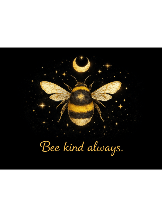 Bee Kind Always Sign – Bumblebee Moon Quote Plaque | Minimalist Nature Decor