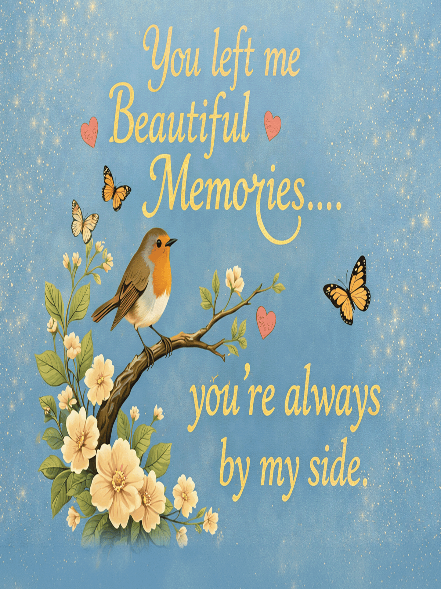 Beautiful Memories Sign – Robin Memorial Quote Plaque | Remembrance Sympathy Gift