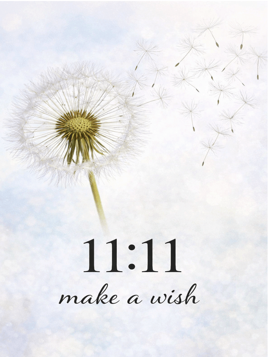 11:11 Make a Wish Metal Sign – Dandelion Wall Art – Minimalist Inspirational Decor – 200x150mm