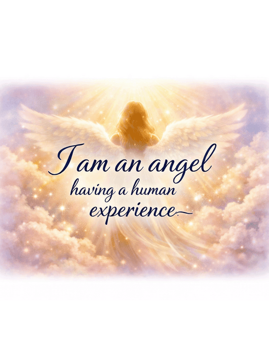 Angel Quote Sign – I Am an Angel Having a Human Experience | Spiritual Decor | Guardian Angel Gift | Comfort Sign