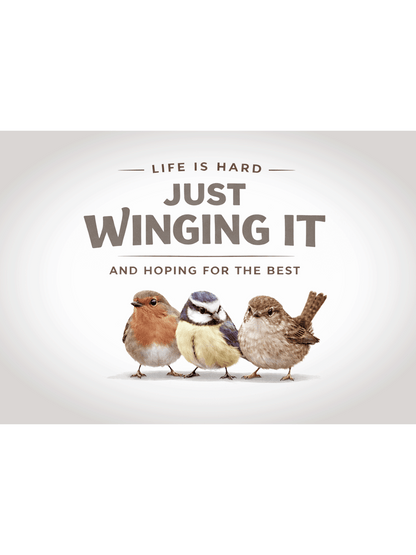 Funny Bird Sign – Just Winging It Quote Sign | Cute Animal Wall Art