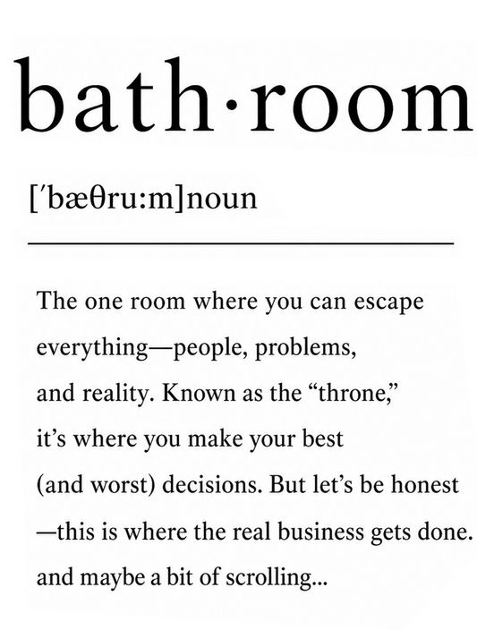 Bathroom Definition Funny Metal Sign | Minimalist Toilet Wall Plaque | 200x150mm
