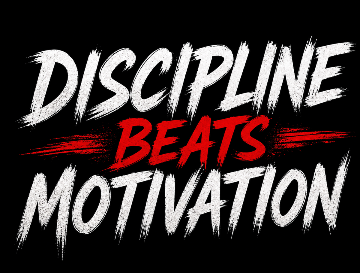 Discipline Beats Motivation Metal Sign | Motivational Gym Wall Art | 200x150mm