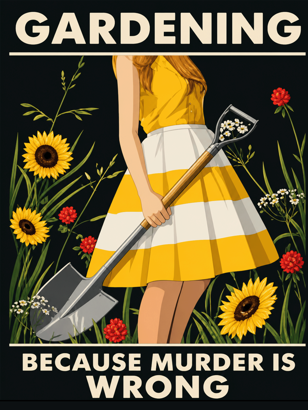 Gardening Because Murder Is Wrong Metal Sign | Funny Gardening Wall Art | 200x150mm