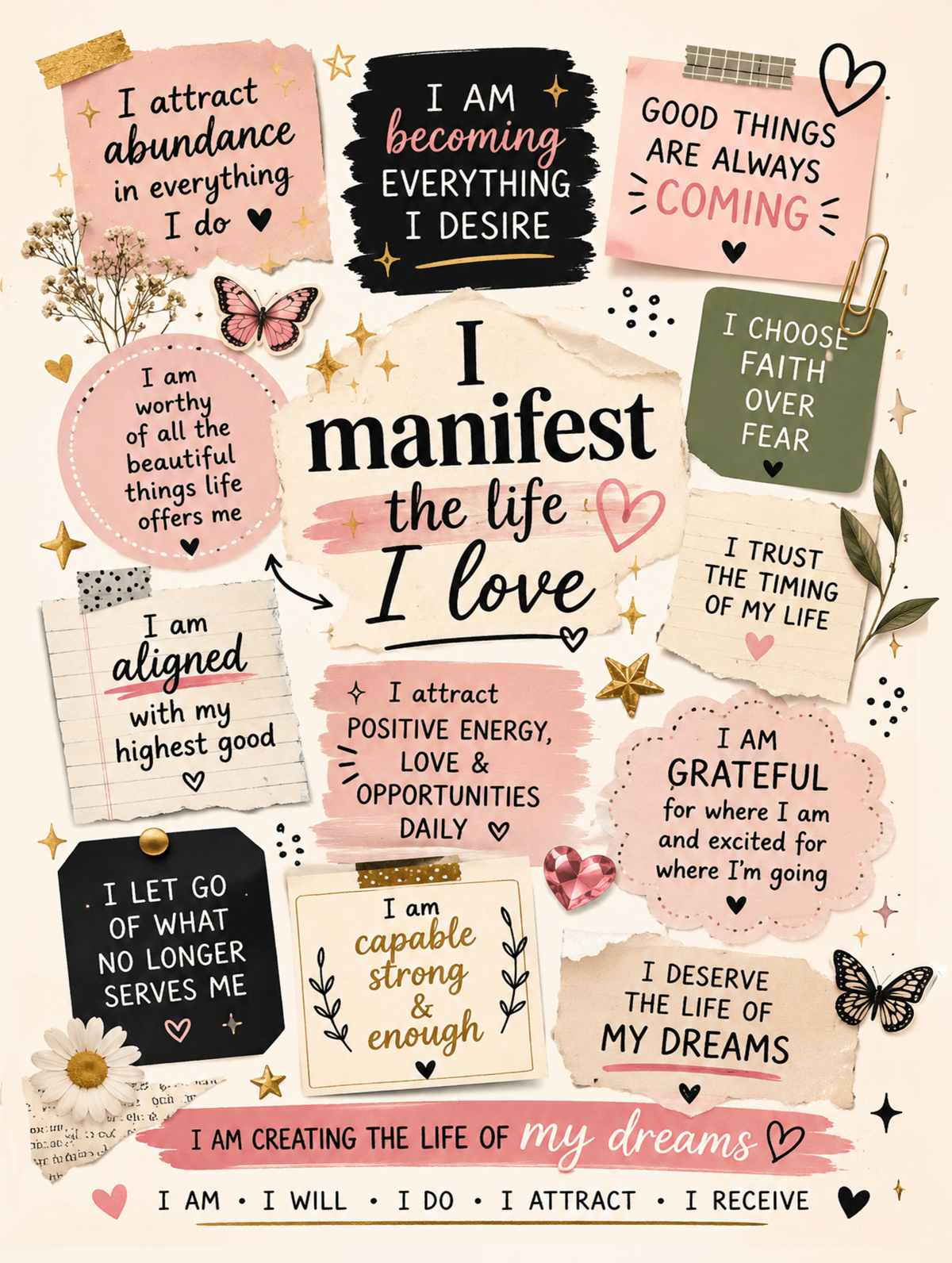 Manifestation Quotes Metal Sign – Positive Affirmation Gift Includes Stand