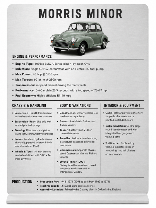 Morris Minor Classic Car Information Sign