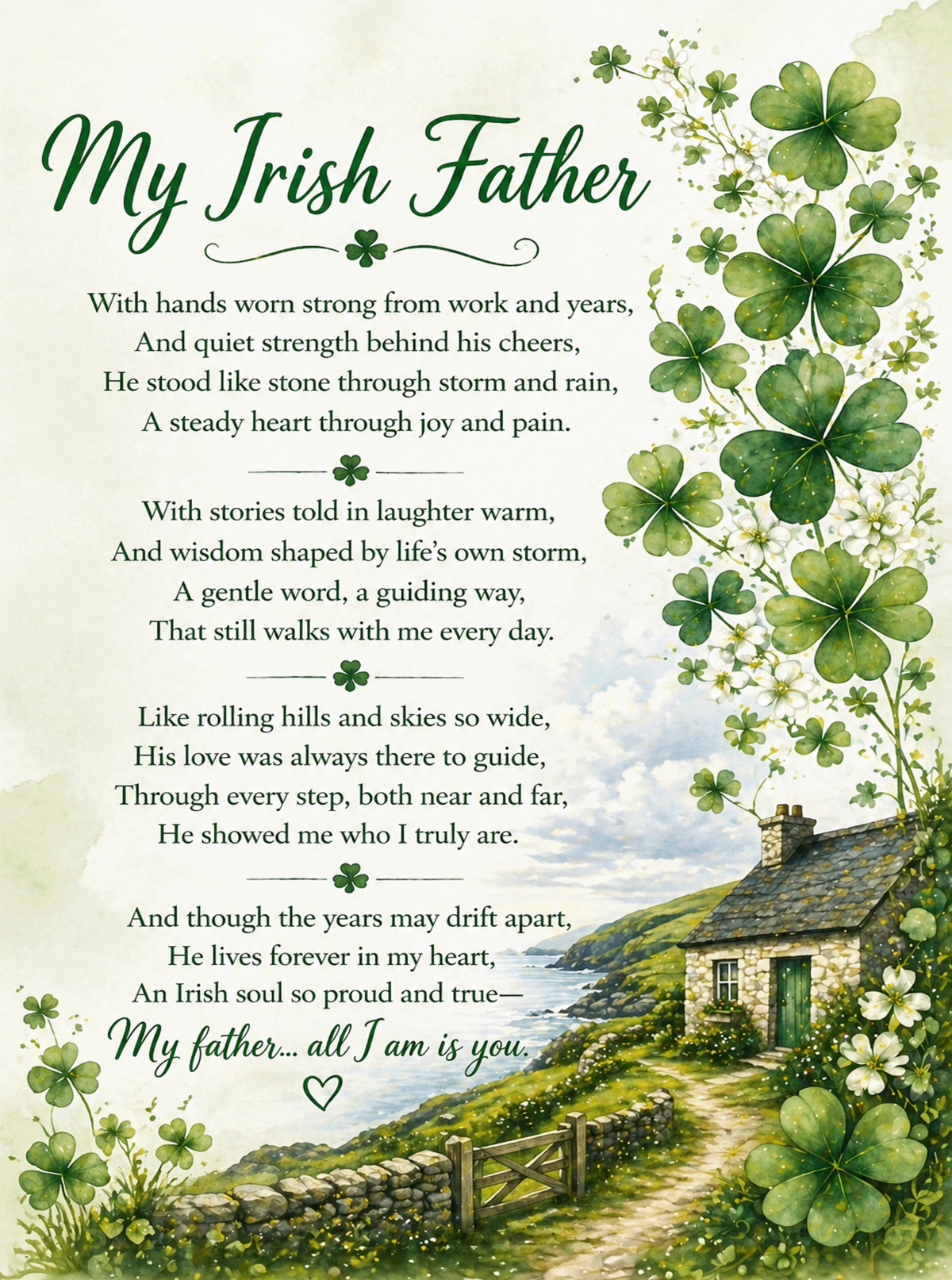 My Irish Father Metal Sign – Sentimental Father Gift Includes Stand