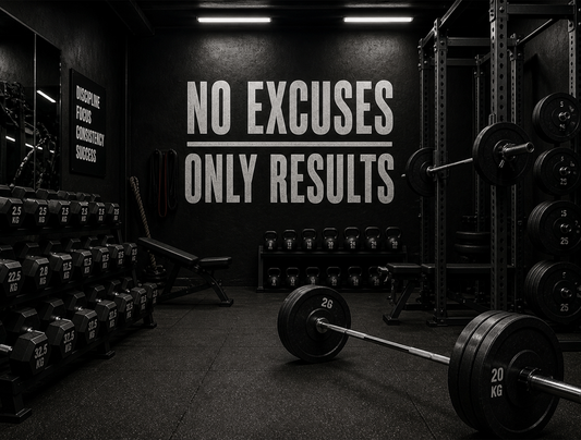 No Excuses Only Results Gym Metal Sign | Motivational Fitness Wall Art | 200x150mm